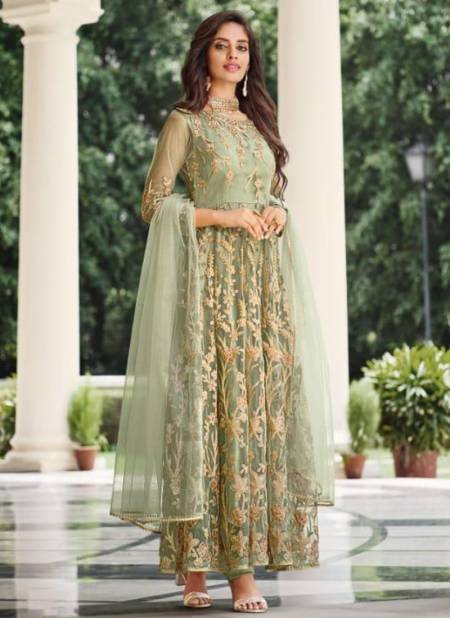 Green Colour Senhora Sharmin New Latest Designer Party Wear Pure Butterfly Net Salwar Suit Collection 2064
